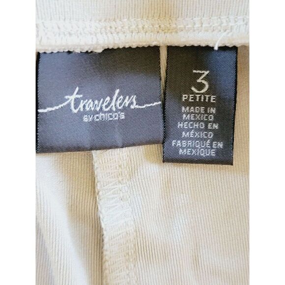Chico's‎ Travelers 3P Tan Beige Pants Pull On Straight Slinky *Has Burn On Leg* - Picture 6 of 7